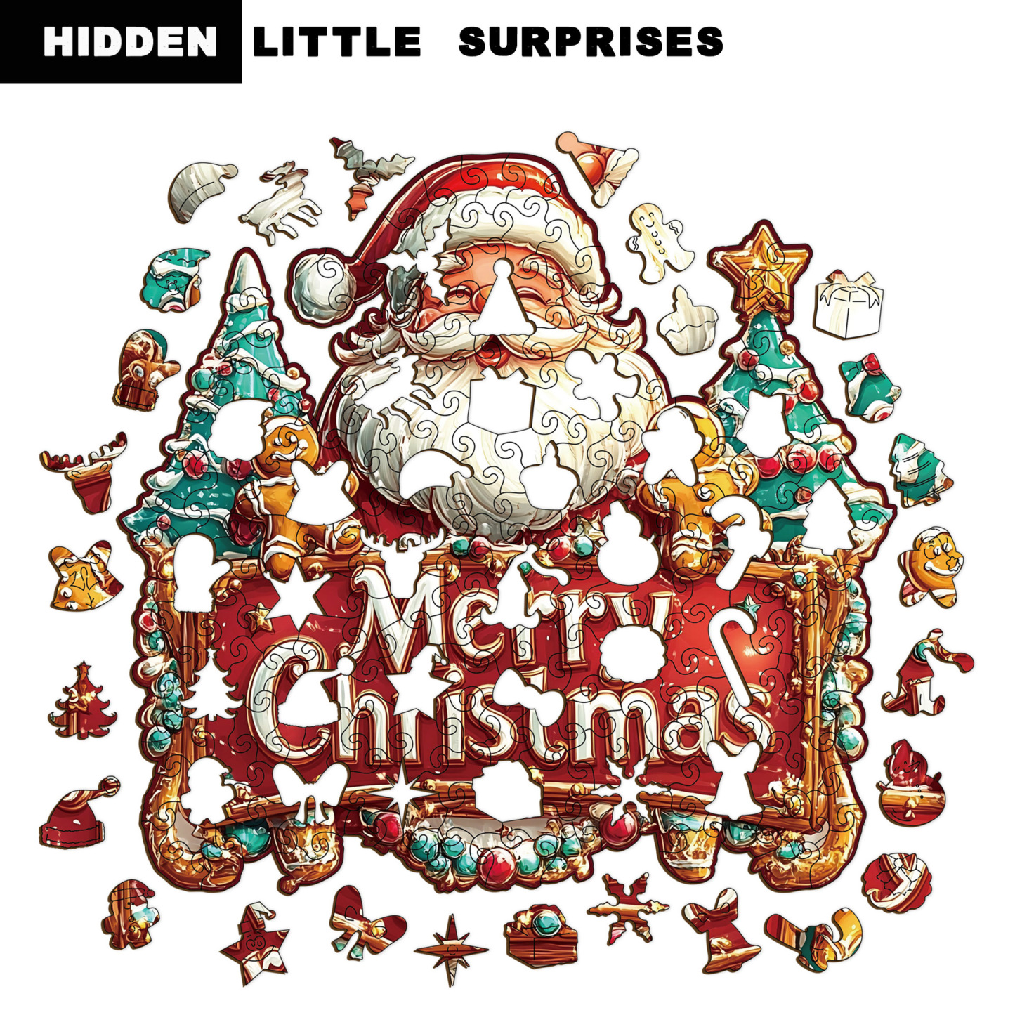 Wooden Christmas Gifts Puzzle Toy Irregular Shaped Jigsaw Game Coin Bank Gift Stress Relief