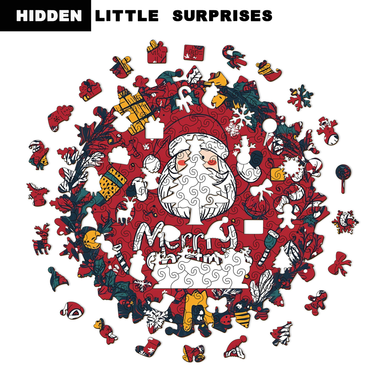 Wooden Christmas Gifts Puzzle Toy Irregular Shaped Jigsaw Game Coin Bank Gift Stress Relief