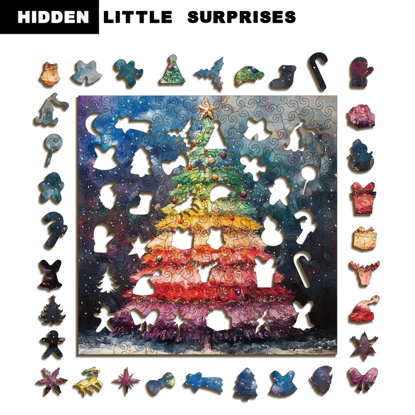 Wooden Christmas Gifts Puzzle Toy Irregular Shaped Jigsaw Game Coin Bank Gift Stress Relief