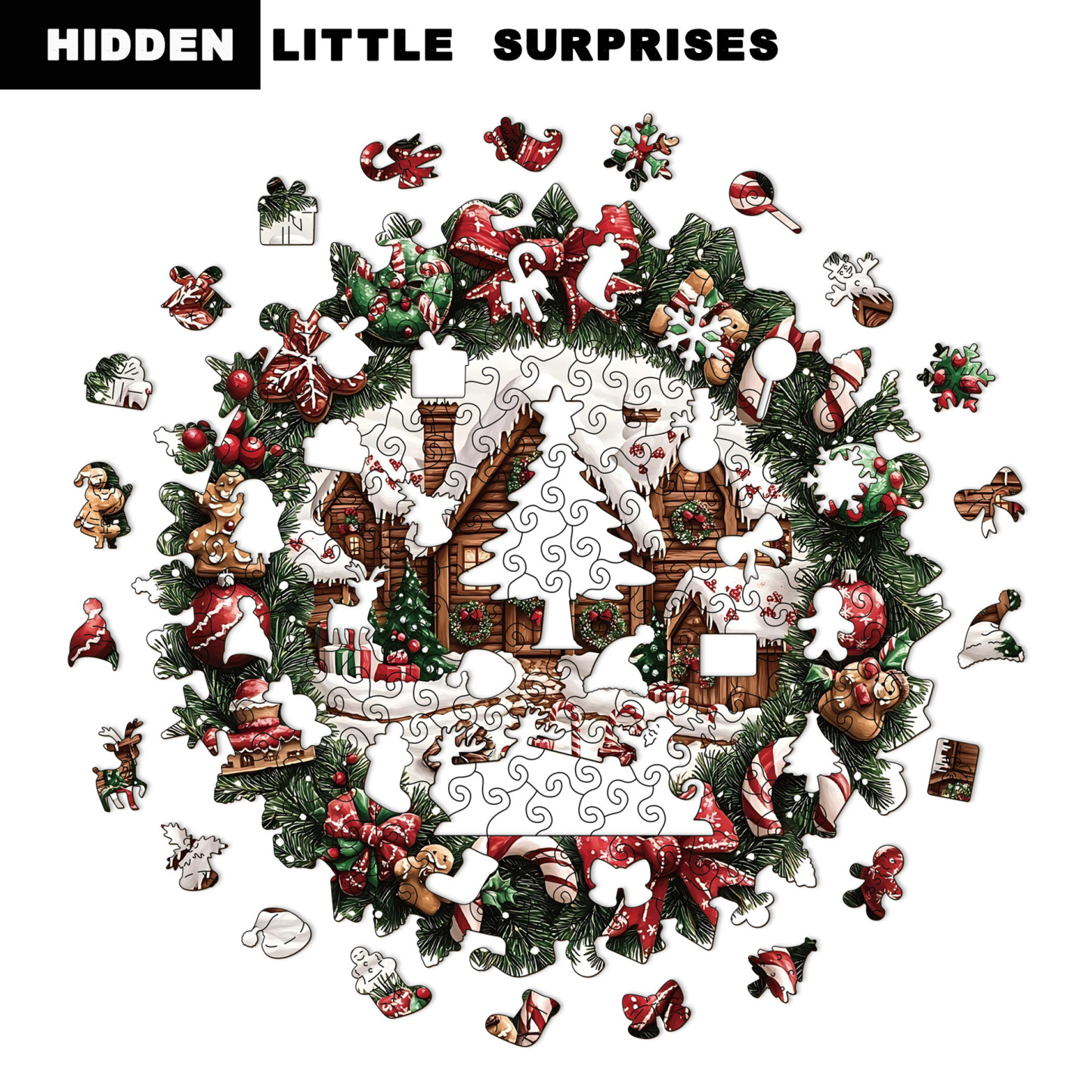 Wooden Christmas Gifts Puzzle Toy Irregular Shaped Jigsaw Game Coin Bank Gift Stress Relief