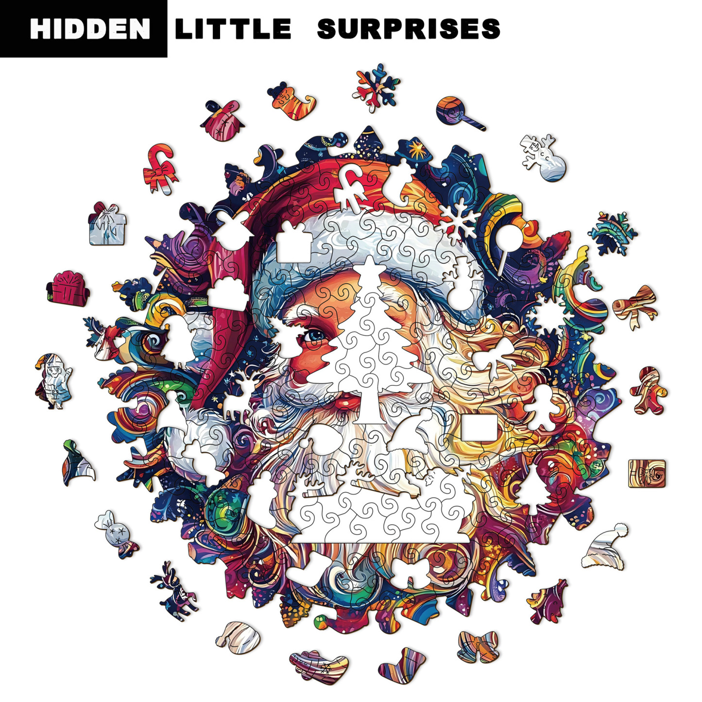 Wooden Christmas Gifts Puzzle Toy Irregular Shaped Jigsaw Game Coin Bank Gift Stress Relief