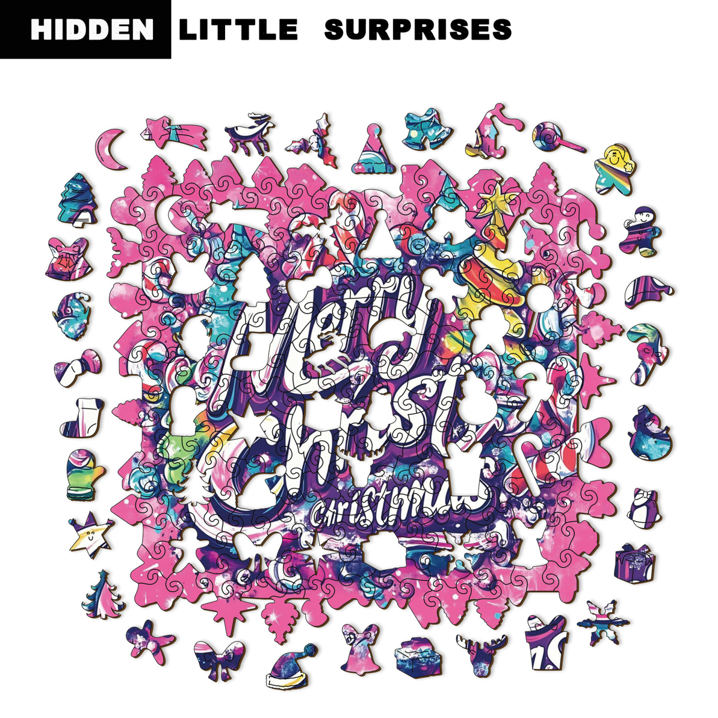 Wooden Christmas Gifts Puzzle Toy Irregular Shaped Jigsaw Game Coin Bank Gift Stress Relief