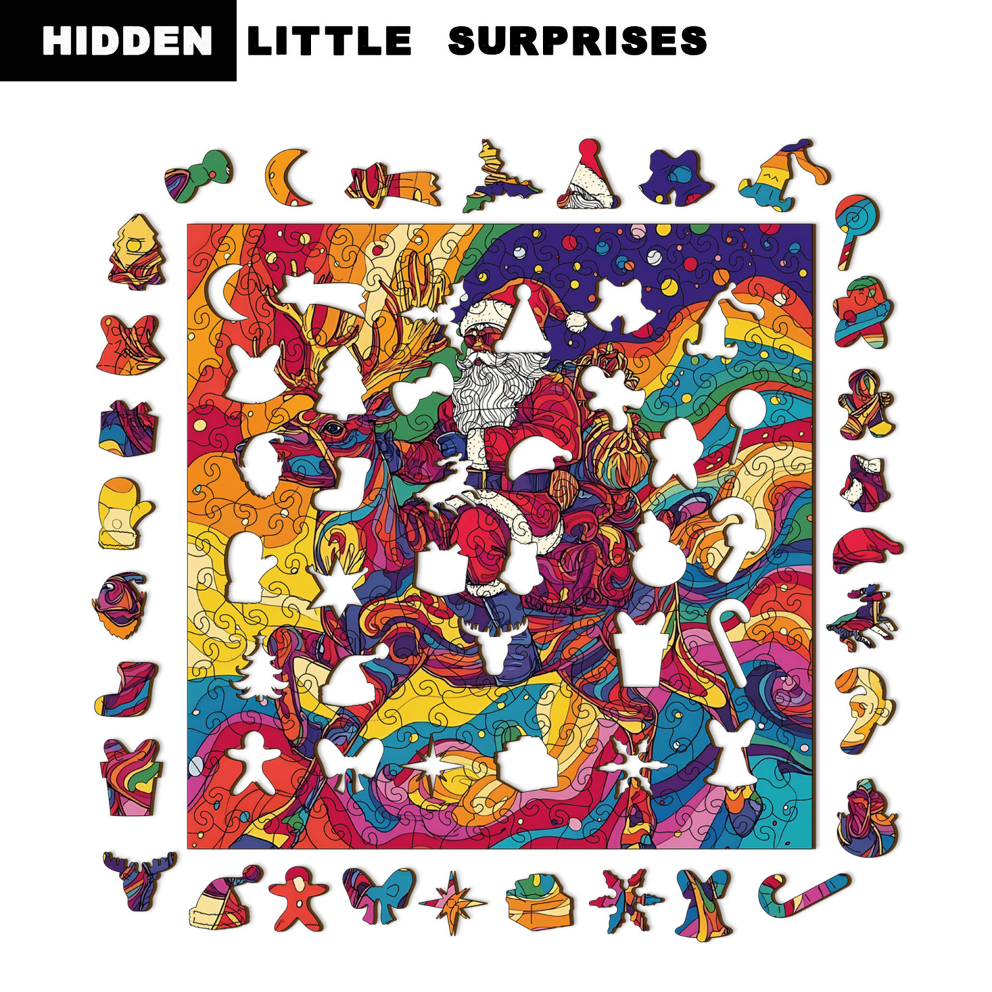 Wooden Christmas Gifts Puzzle Toy Irregular Shaped Jigsaw Game Coin Bank Gift Stress Relief