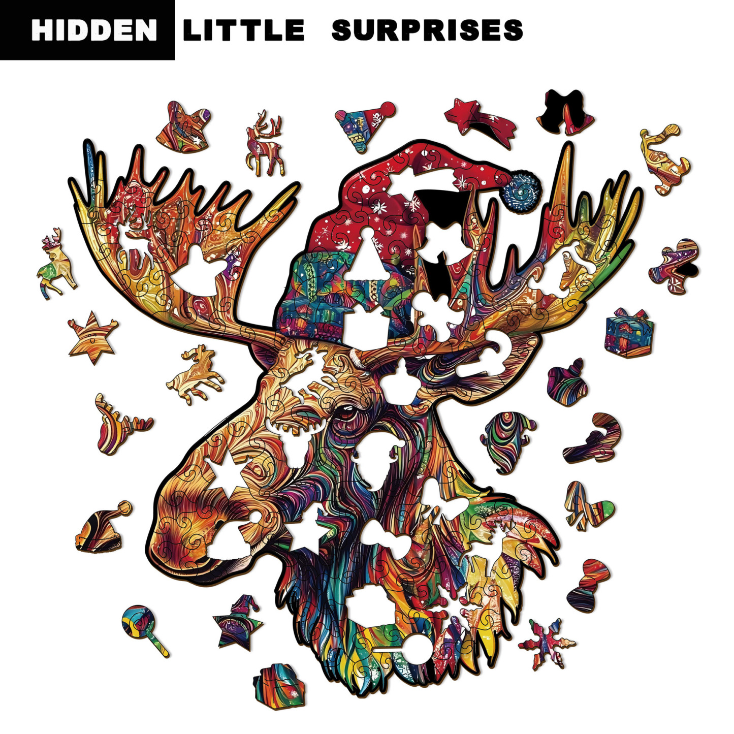 Wooden Christmas Gifts Puzzle Toy Irregular Shaped Jigsaw Game Coin Bank Gift Stress Relief