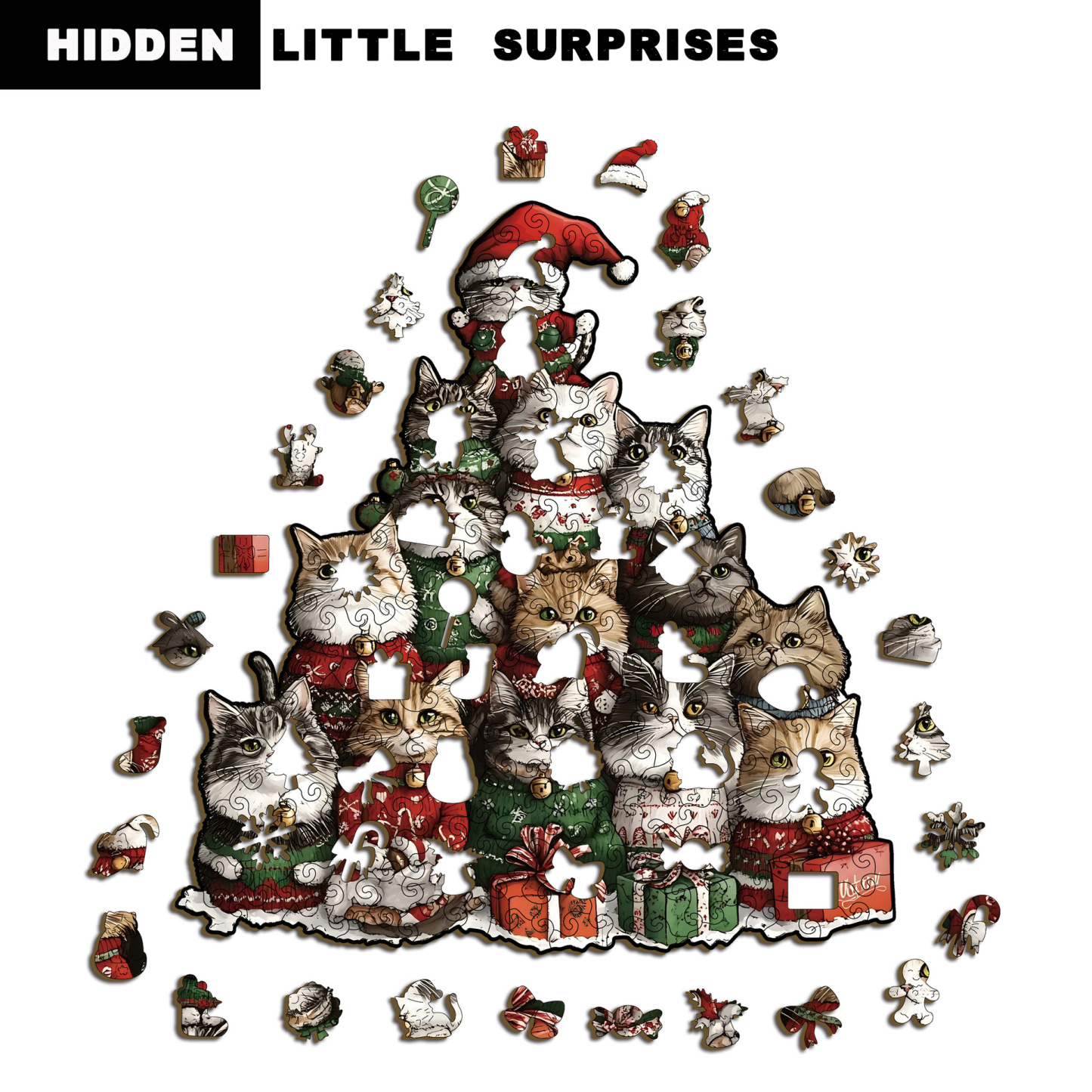 Wooden Christmas Gifts Puzzle Toy Irregular Shaped Jigsaw Game Coin Bank Gift Stress Relief