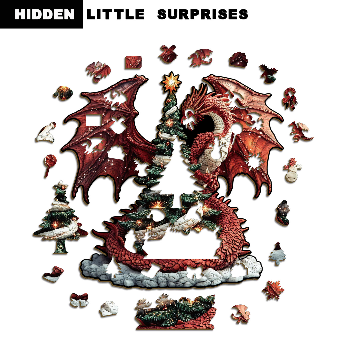 Wooden Christmas Gifts Puzzle Toy Irregular Shaped Jigsaw Game Coin Bank Gift Stress Relief