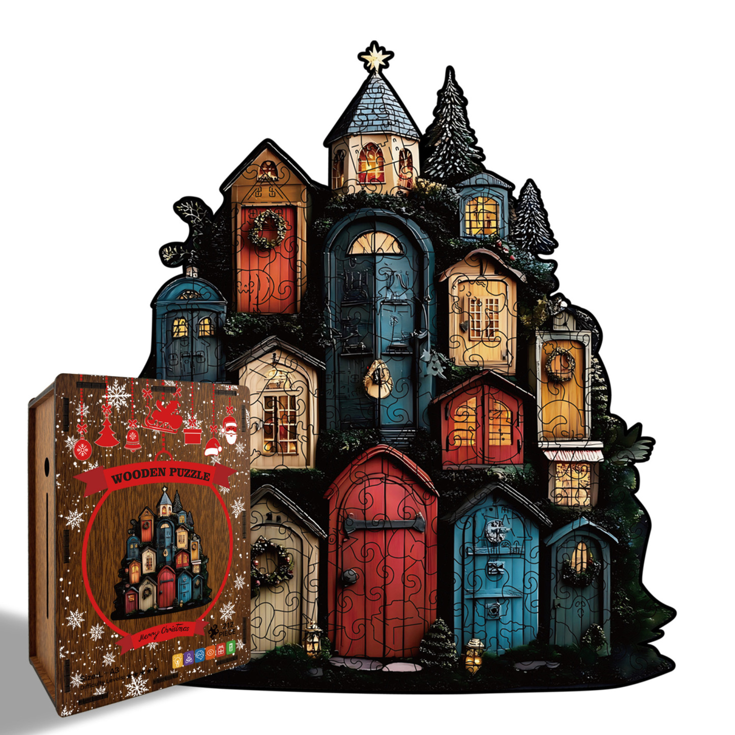 Wooden Christmas Gifts Puzzle Toy Irregular Shaped Jigsaw Game Coin Bank Gift Stress Relief