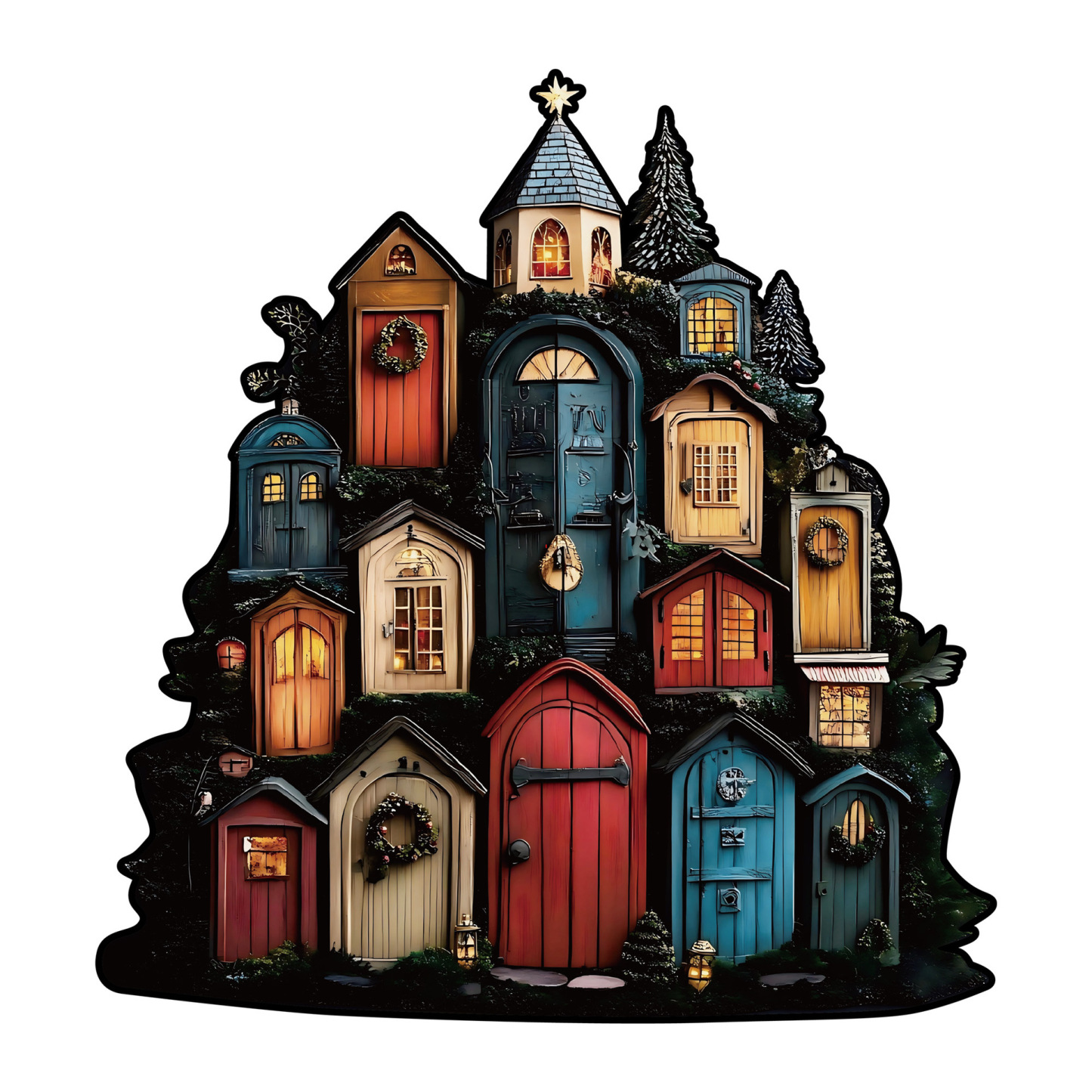 Wooden Christmas Gifts Puzzle Toy Irregular Shaped Jigsaw Game Coin Bank Gift Stress Relief