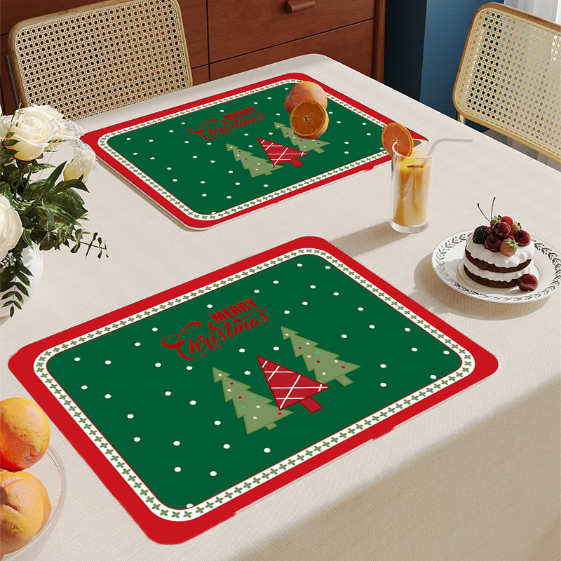 Christmas Dining Table Decor, Heat-Resistant PVC Leather Placemats
