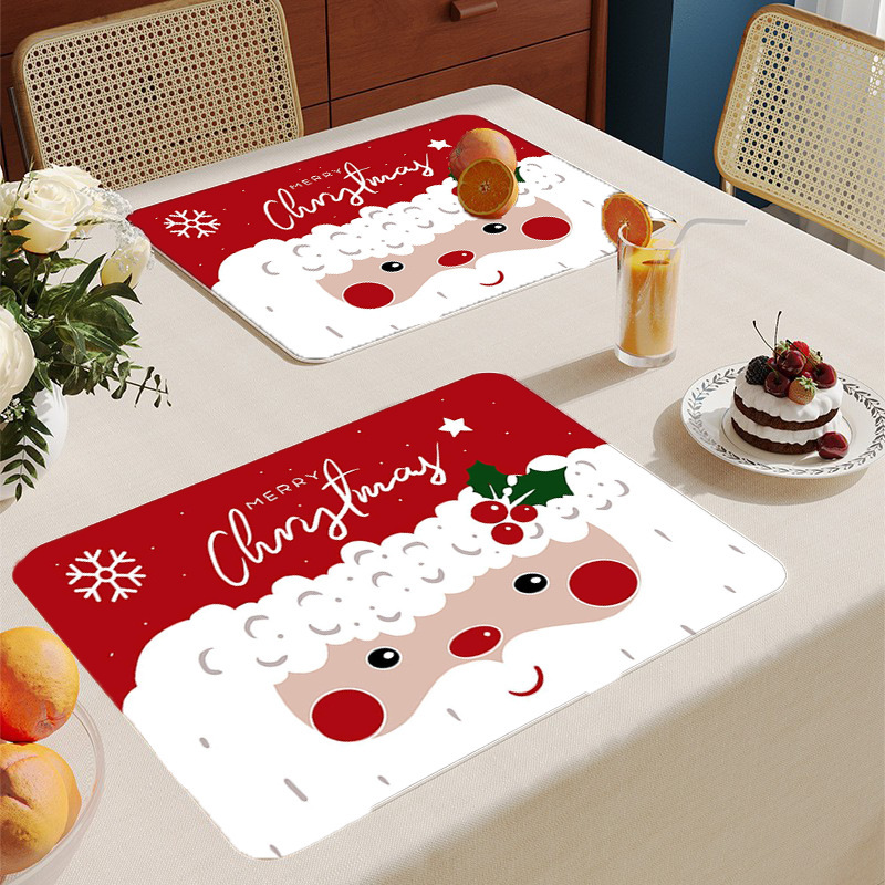 Christmas Table Setting Decor, Elegant PVC Leather Holiday Placemats