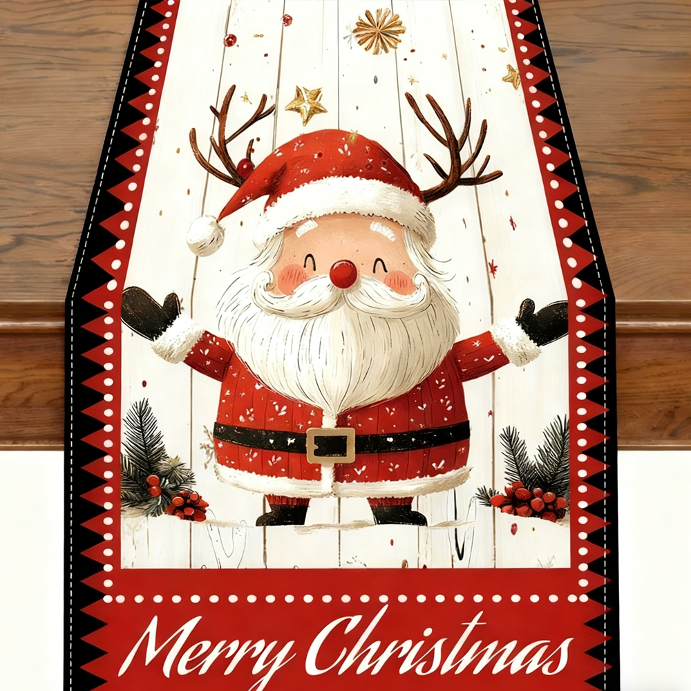 TABLE RUNNER-Christmas Table Runner Woven Polyester, Festive Holiday Dining Decor, Perfect for Season Celebrations