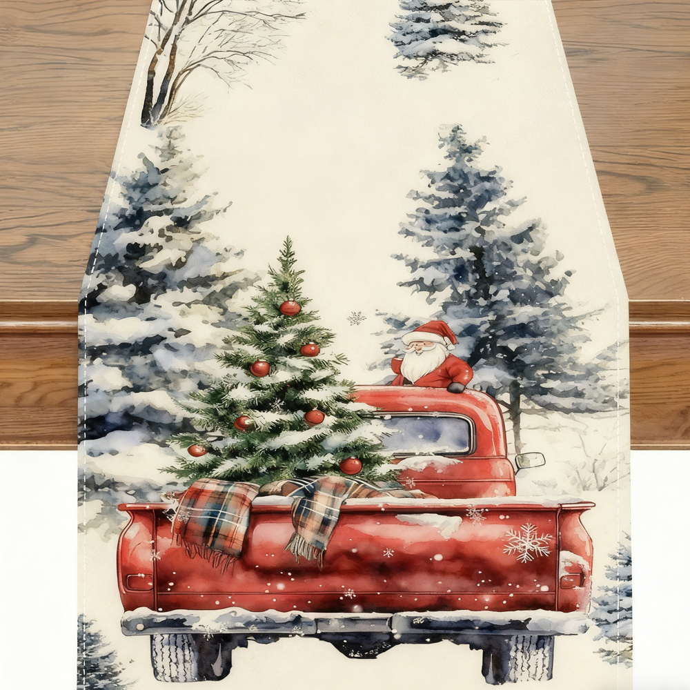 TABLE RUNNER-Christmas Table Runner Woven Polyester, Festive Holiday Dining Decor, Perfect for Season Celebrations