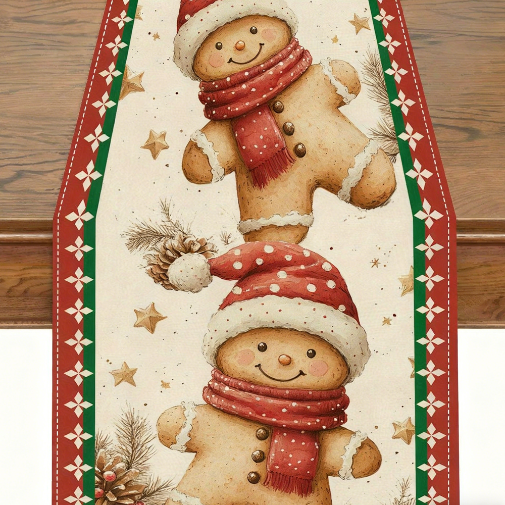 TABLE RUNNER-Christmas Table Runner Woven Polyester, Festive Holiday Dining Decor, Perfect for Season Celebrations