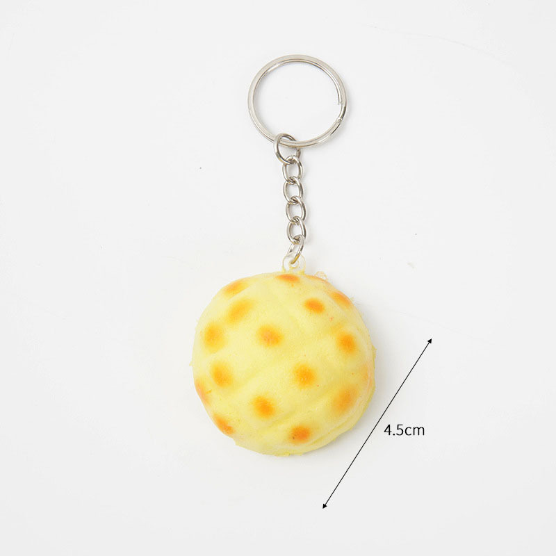 Mini Realistic Light-Colored Pineapple Bun PU Foam Squishy Stress Relief Toy Cute Bag Charm & Keychain - MyFaceBoxer