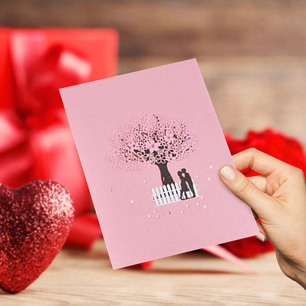 Valentine's Day Lovers Sakura 3D Pop Up Greeting Card - MyFaceBoxer