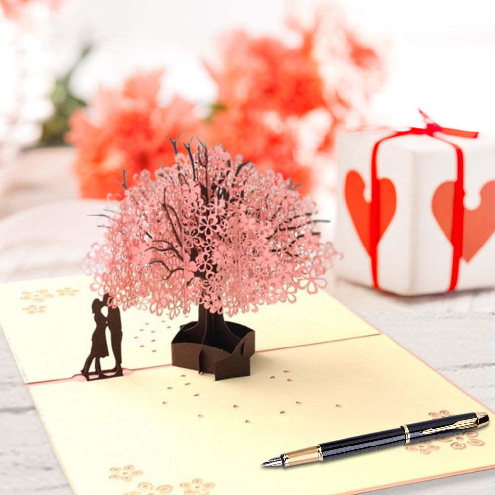 Valentine's Day Lovers Sakura 3D Pop Up Greeting Card - MyFaceBoxer