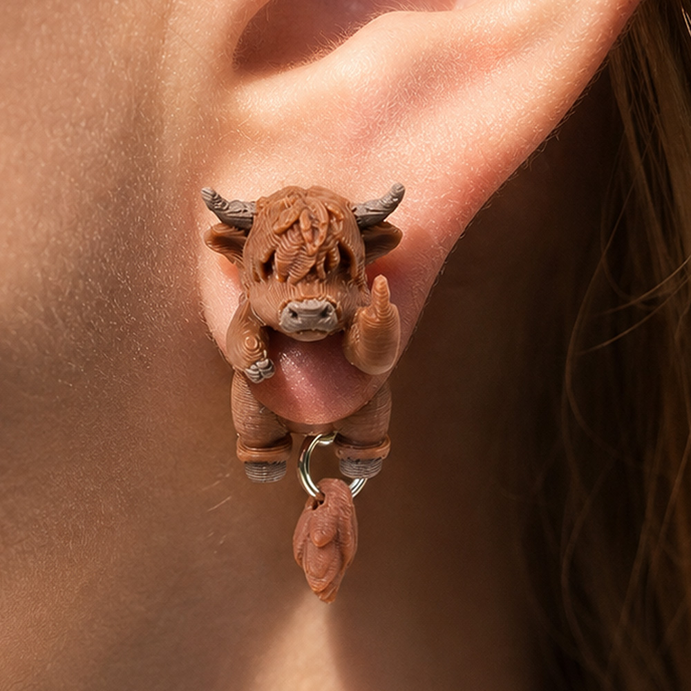 Highland Cow Middle Finger Earring