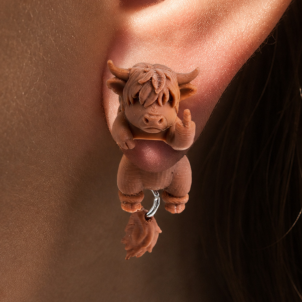 Highland Cow Middle Finger Earring