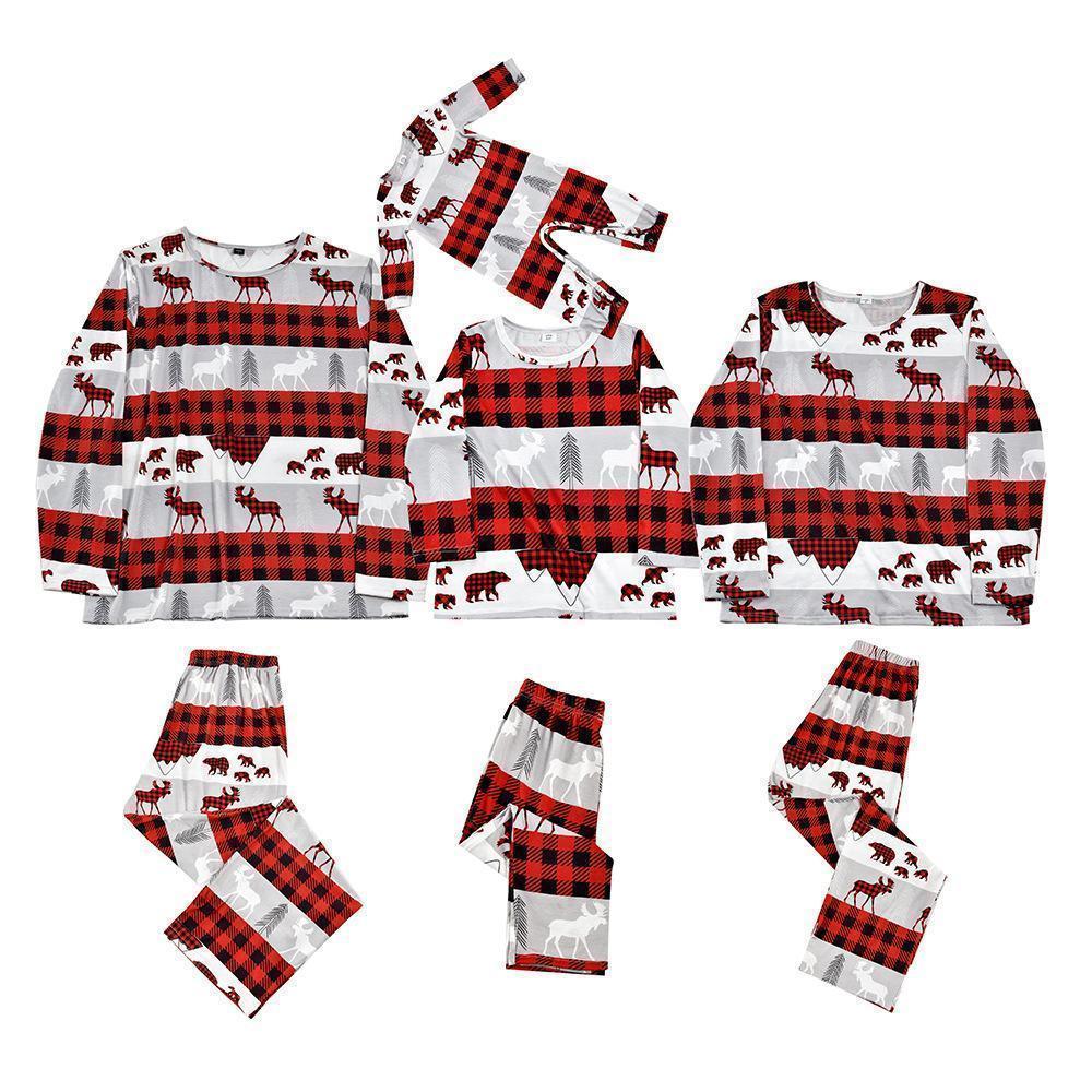Gifts for Kids Christmas Pajamas Sets Sleepwear - Grey Elk - MyFaceBoxer