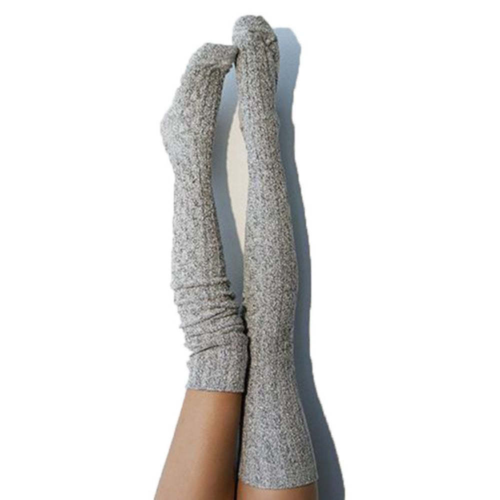 Women Winter Leg Warmers Solid Color Stockings Knitted Over The Knee Pile Socks - MyFaceBoxer