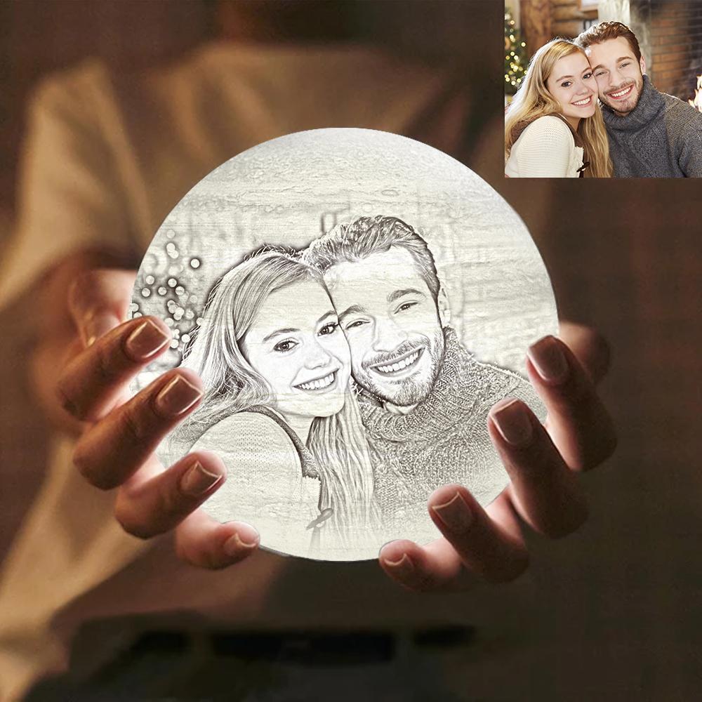 Custom Moon Lamp Touch to Convert 2 Colors Engraved 3D Printing Photo - Couple Gift Wedding Gift - MyFaceBoxer