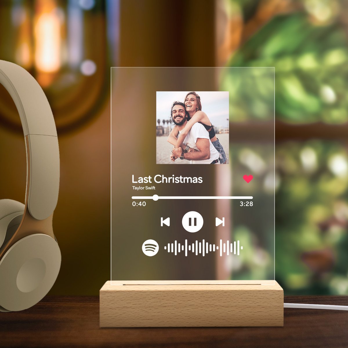 Custom Music code glass pane with favorite song with free keychain - MyFaceBoxer