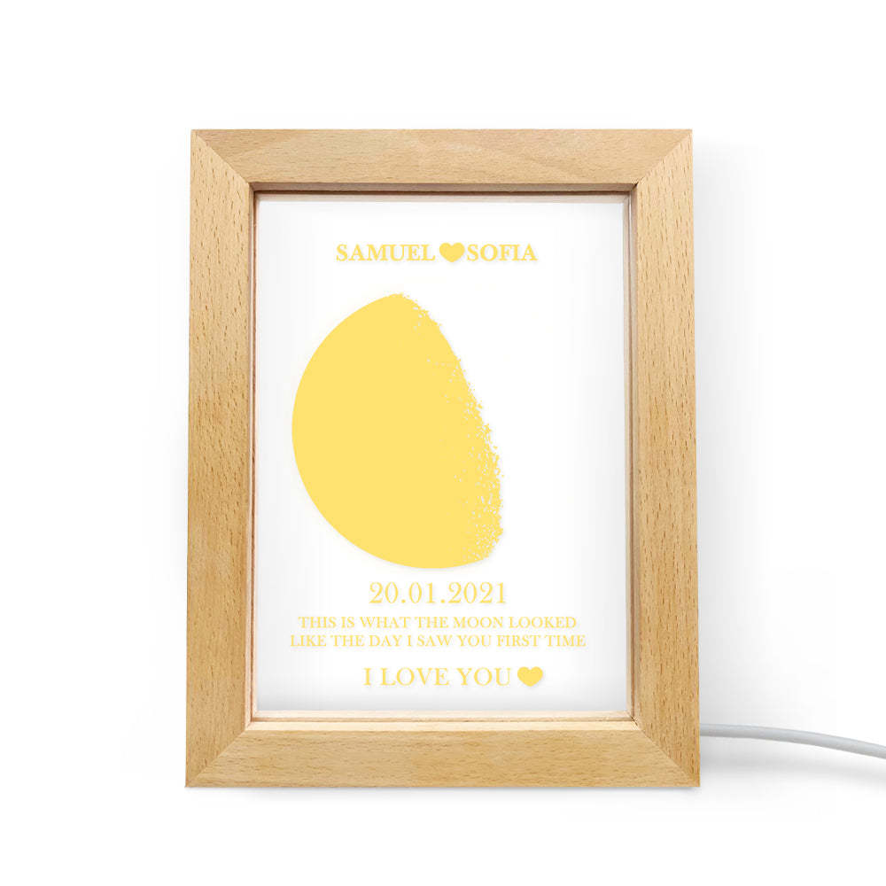 Custom Moon Phase and Names Frame Lamp with Personalized Text - MyFaceBoxer