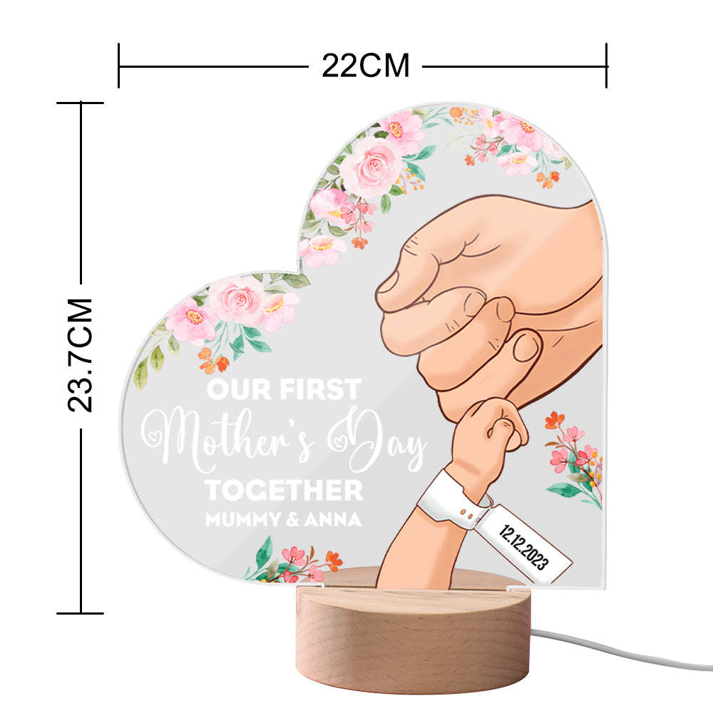 Custom Night Lamp Personalized Acrylic LED Night Light Mom and Baby Holding Hands Mother's Day Gifts - MyFaceBoxer