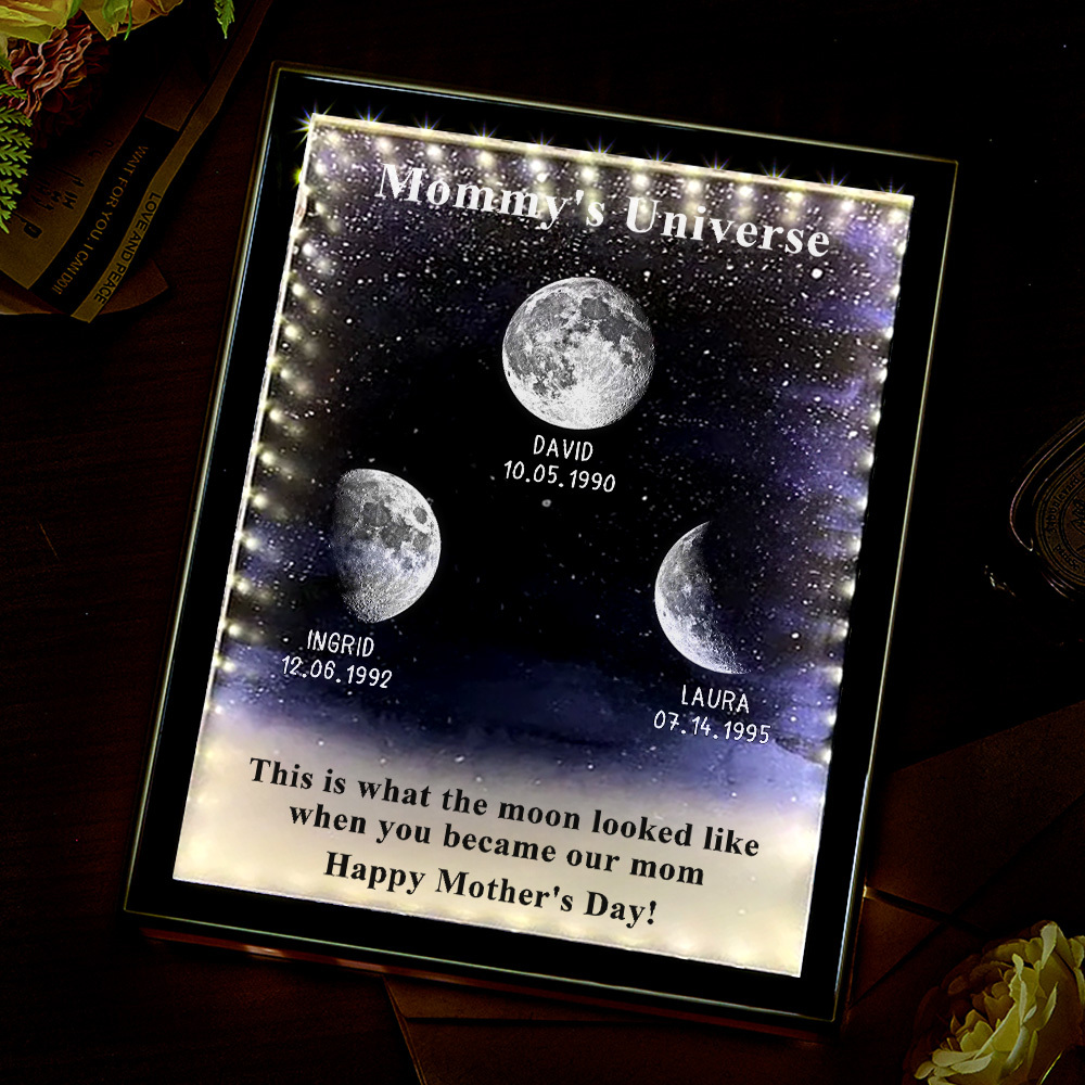 Starry Night Customize Birth Moon Phase Mirror Light Box - MyFaceBoxer