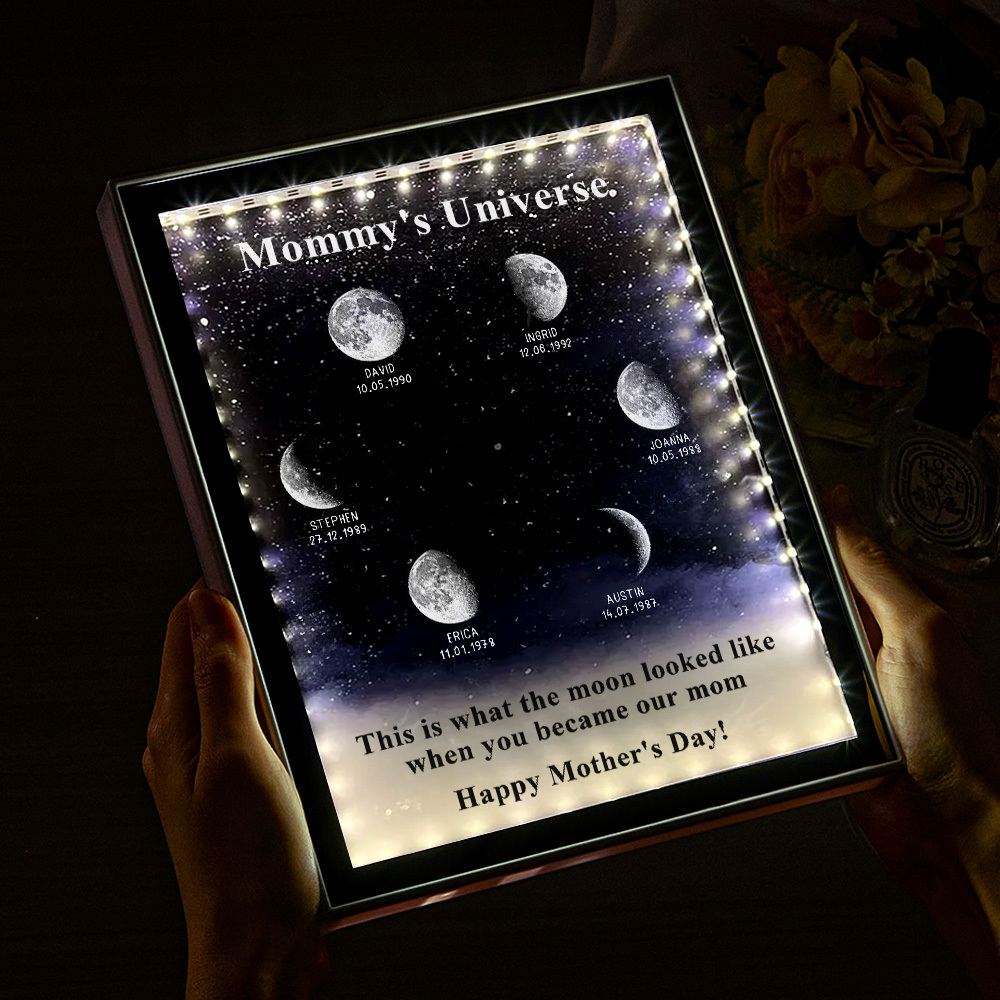 Starry Night Customize Birth Moon Phase Mirror Light Box - MyFaceBoxer