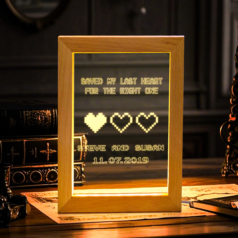 8 Bit Heart Night Light - Gamer Heart Gifts - Retro Night light - Anniversary Gift - Saved My Last Heart - Wedding Gift - 8 Bit Light