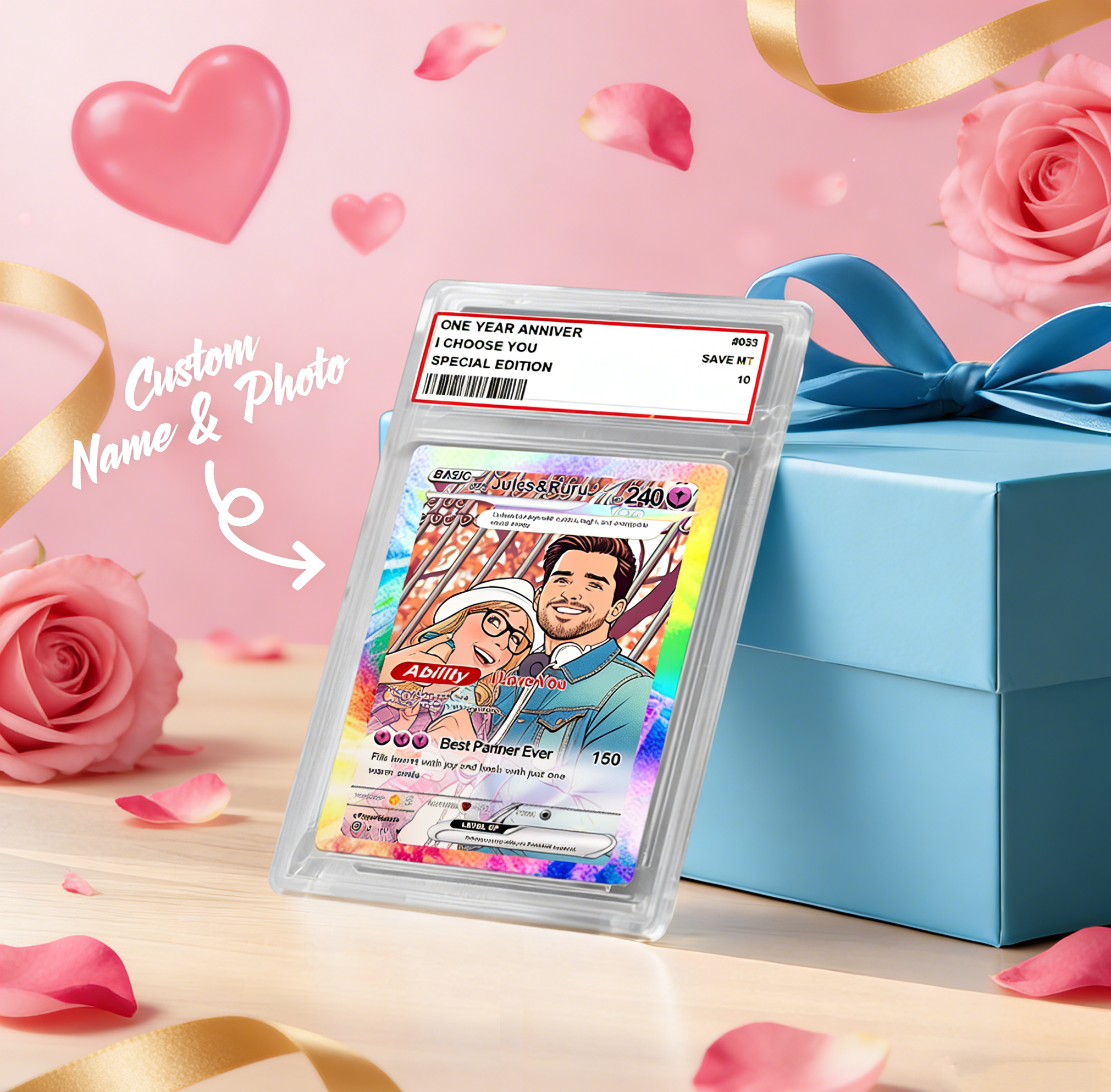 Custom Card Personalised Trading Card Gift For Him/Her or Couples. Unique Magnet Replica Cards. Birthdays, Anniversary Christmas Gift