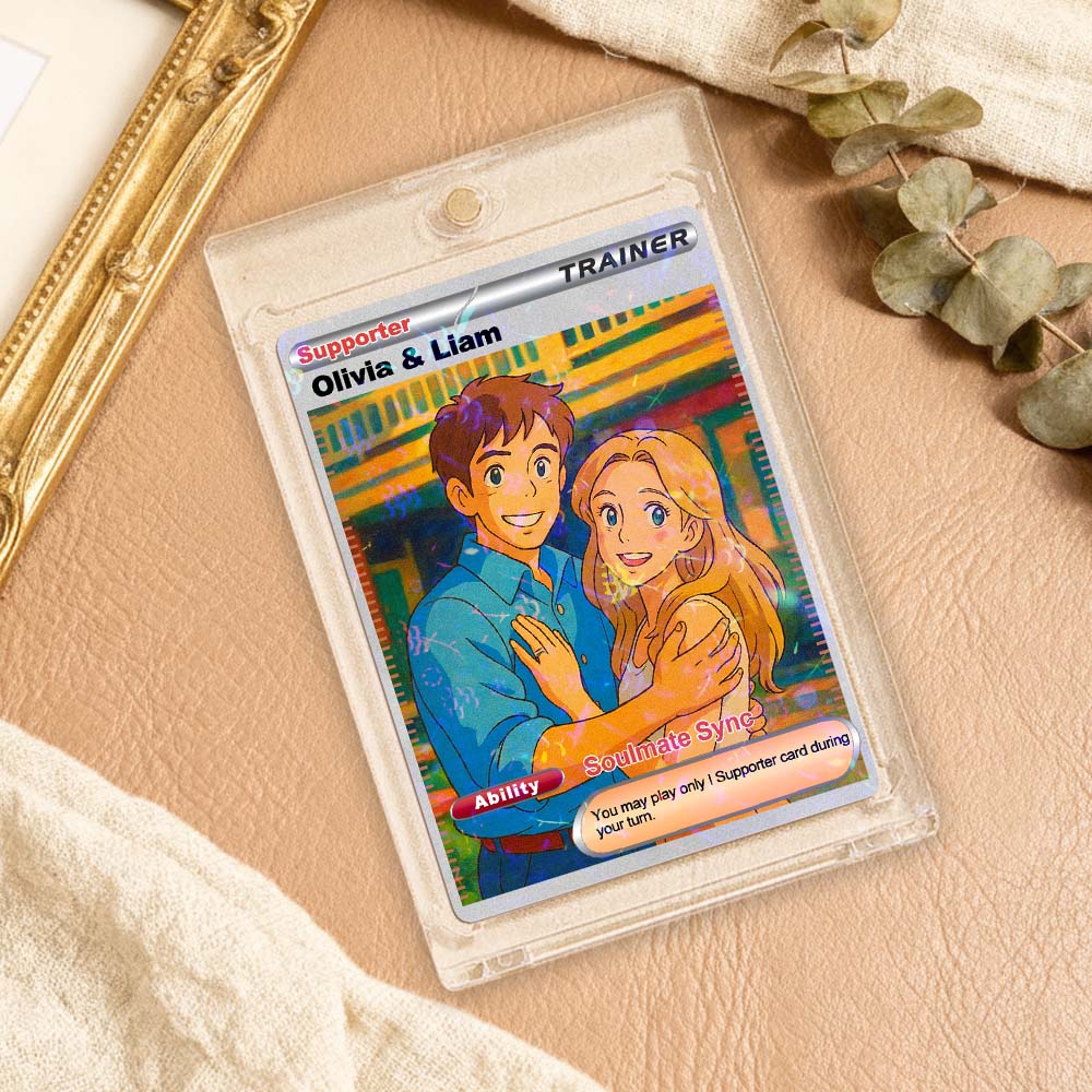 Personalized  Valentine Couple Card Custom Cartoon Acrylic Card Gift With Optional Film Styles - MyFaceSocksUK