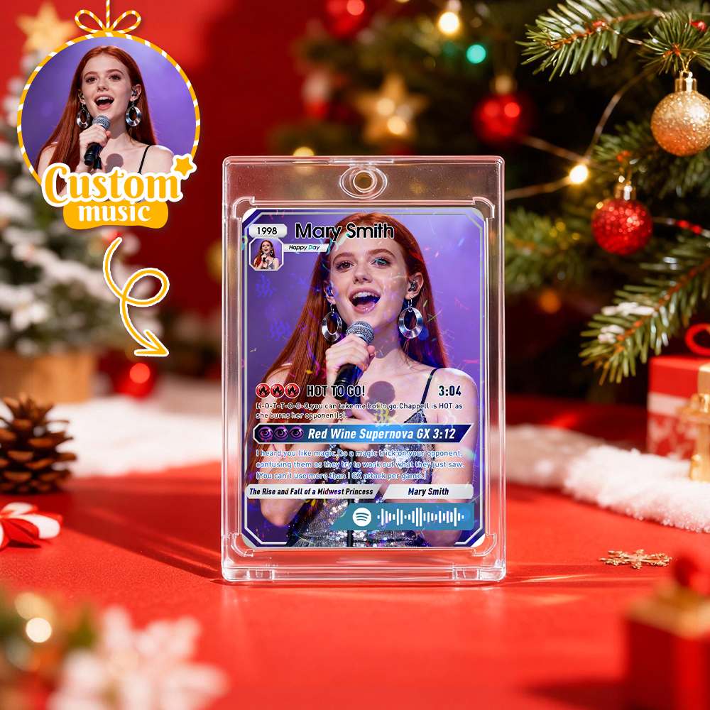 Personalized Photo Trading Card Custom Music Blue Audio Track Code Card Valentine Card Photo Gift Idea - MyFaceSocksUK