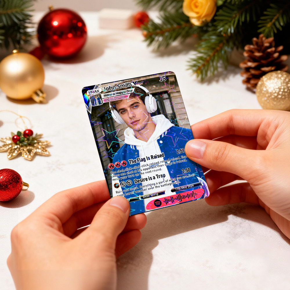 Personalized Photo Trading Card Custom Music Red Audio Track Code Card Valentine Christmas Card Photo Gift With Optional Film Styles Card - MyFaceSocksUK