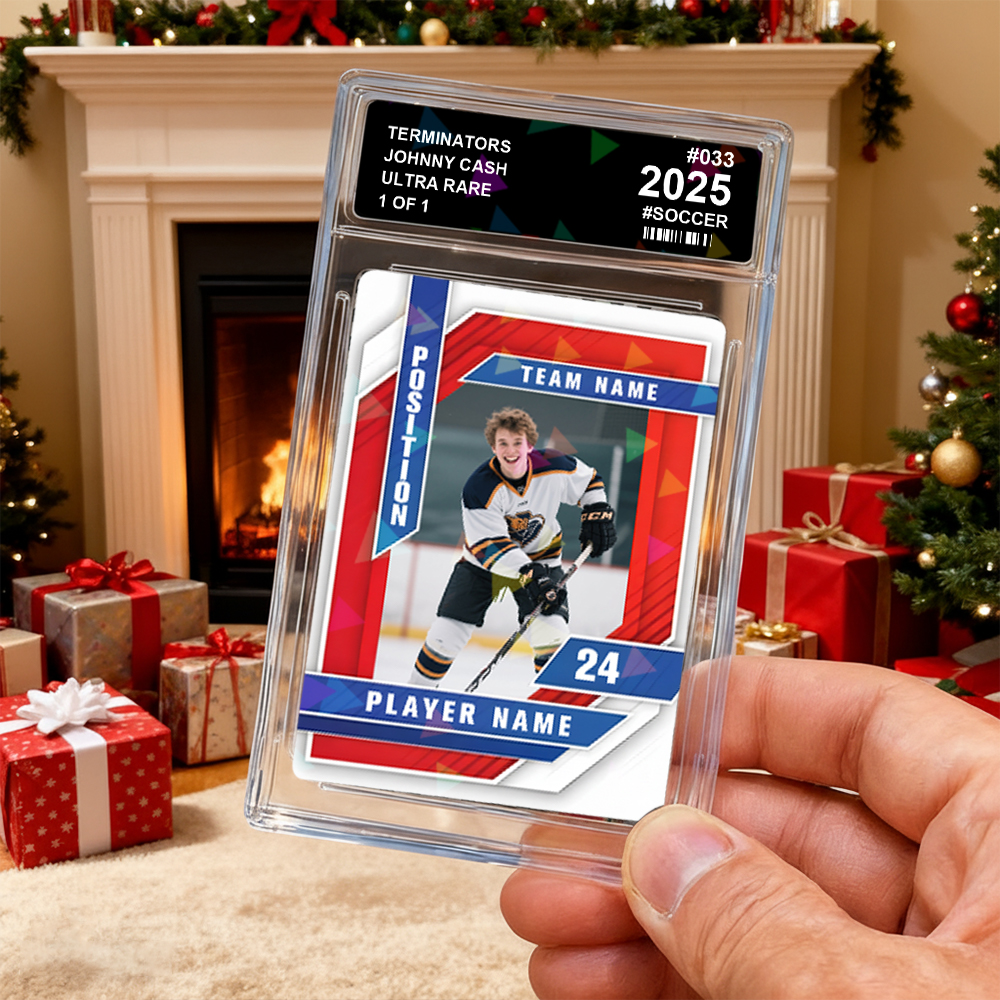 Custom Sports Card for Kids  Personalized Portrait Card with Team Name Great Athlete Gift Idea Christmas Gift - MyFaceSocksUK