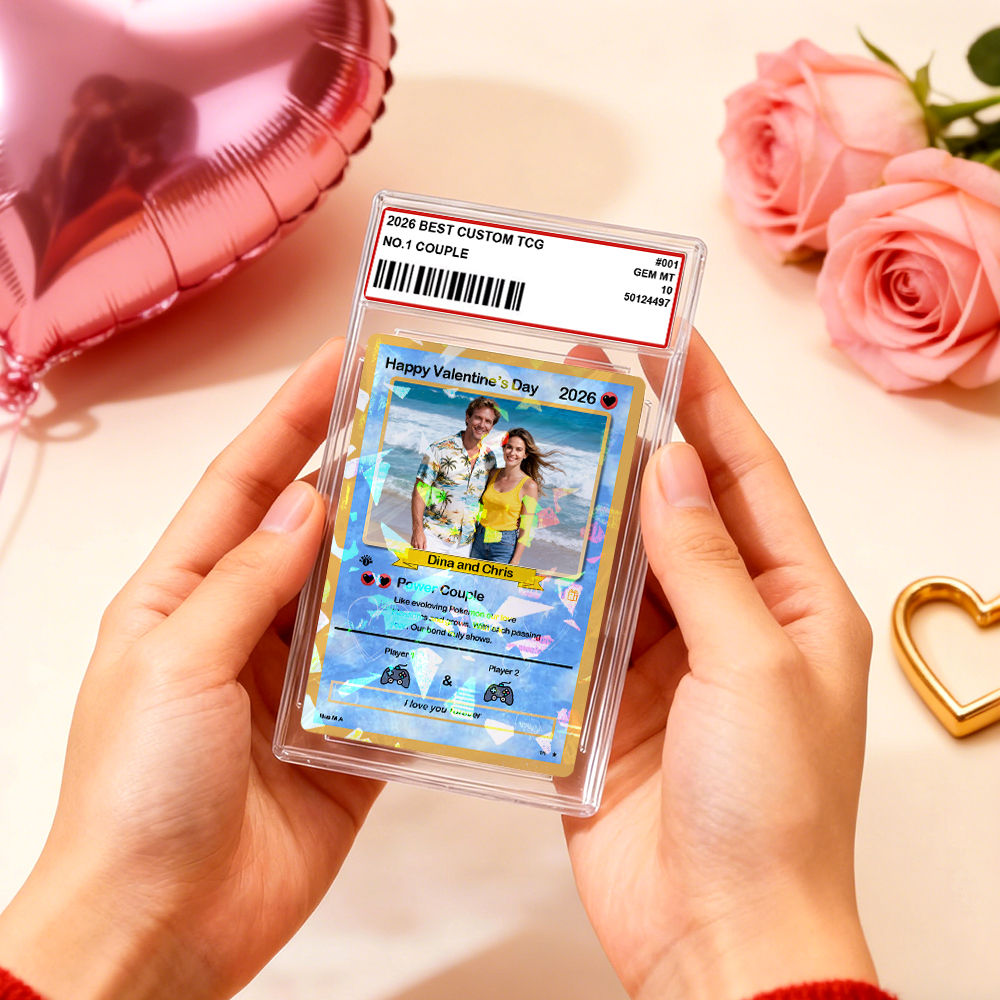 Personalized Valentine��s Day Power Couple Card, Custom Anniversary Card Couple Photo Anime Style, Best Valentine's Day Gift for Lover