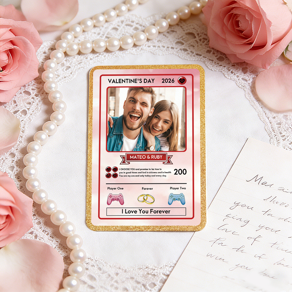 Personalized Valentine��s Day Power Couple Card, Custom Anniversary Card Couple Photo Anime Style, Best Valentine's Day Gift for Lover