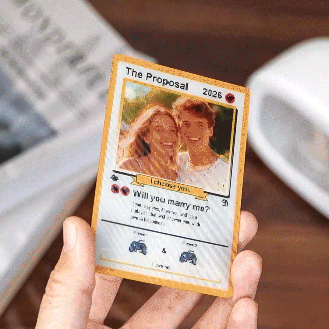 Personalized Valentine's Day Power Couple Lenticular Card Custom Anniversary Card Couple Photo Anime Style Valentine's Day Gift for Lover