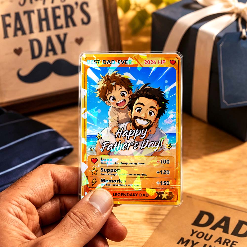 Personalized Super Dad Card – Custom Photo Collectible Card Father’s Day Gift - MyFaceBoxer