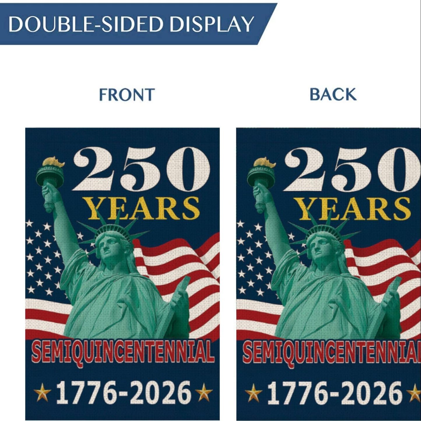 250 Years America Garden Flag,250th Anniversary USA Patriotic Double-Sided Banner,Statue of Liberty Design 1776-2026 Semiquincentennial