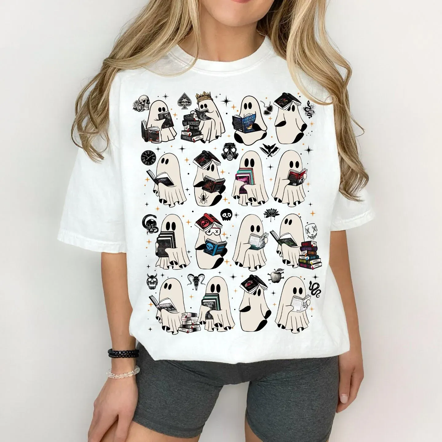 Retro Ghost Book Fantasy Sweatshirt, Halloween Book Shirt, Bookish Ghost Sweatshirt