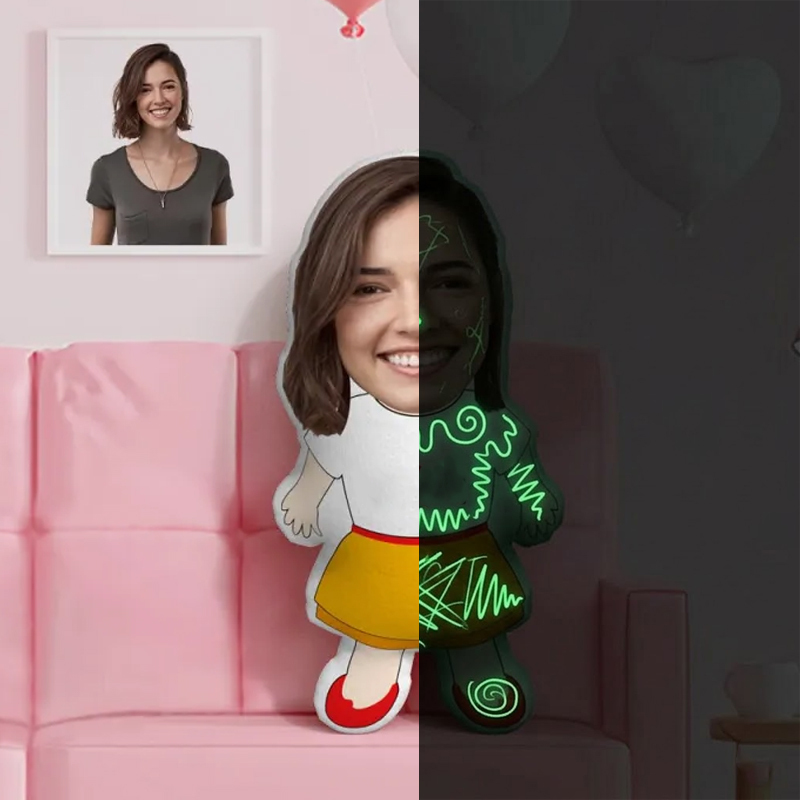 Personalized Photo Disappearing Night-Glow Doodle Pillow Plush Toy for Kids