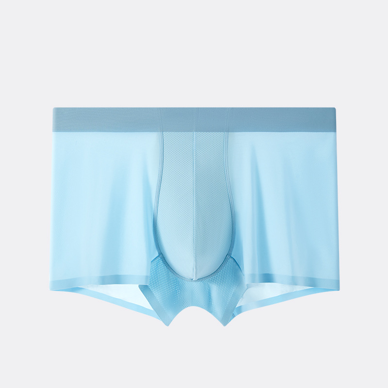 Mens Summer Ice Silk Boxers Briefs Underwear Lingerie Underpants Shorts Ultra-thin Breathable Sexy Seamless Panties