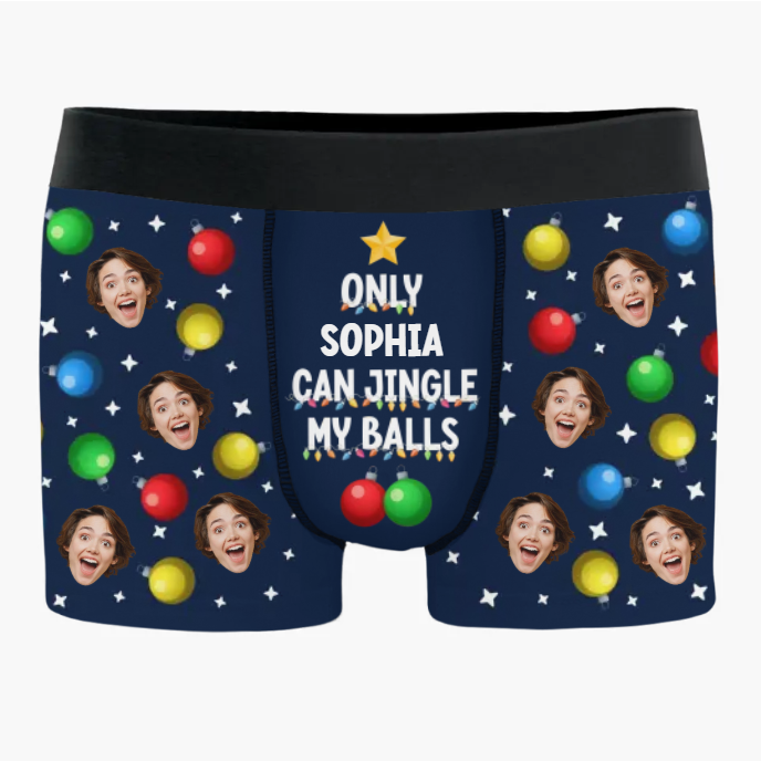 Custom Photo Boxer Briefs, Men's Boxers - Personalized Anniversary Christmas Wedding Gifts For Husband And Wife, Him And Her - Naughty List Approved