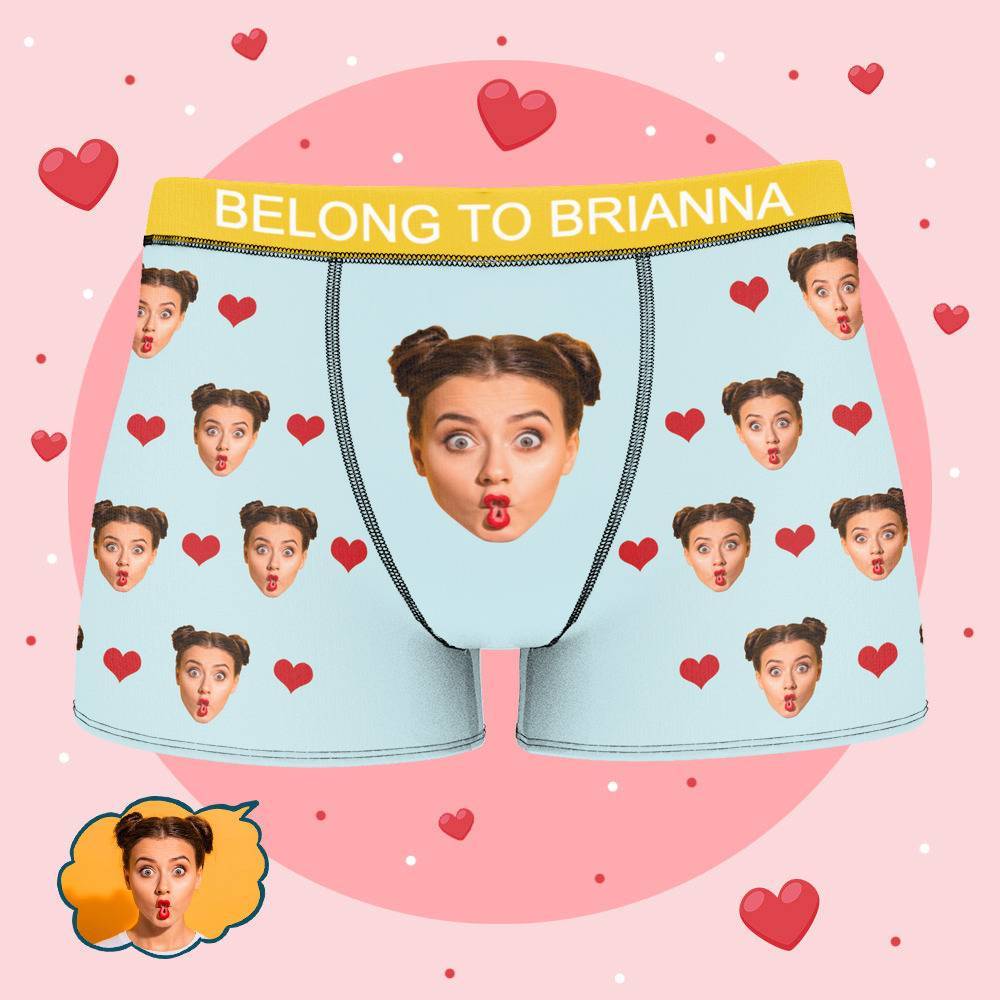 Personalized Property of Brianna Boxer Custom Name Face Boxer with Text Inscribed Waist Anniversary Gifts for Boyfriend. - MyFaceBoxer