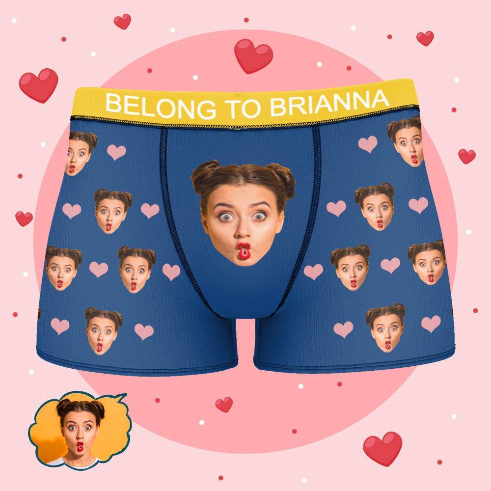 Personalized Property of Brianna Boxer Custom Name Face Boxer with Text Inscribed Waist Anniversary Gifts for Boyfriend. - MyFaceBoxer