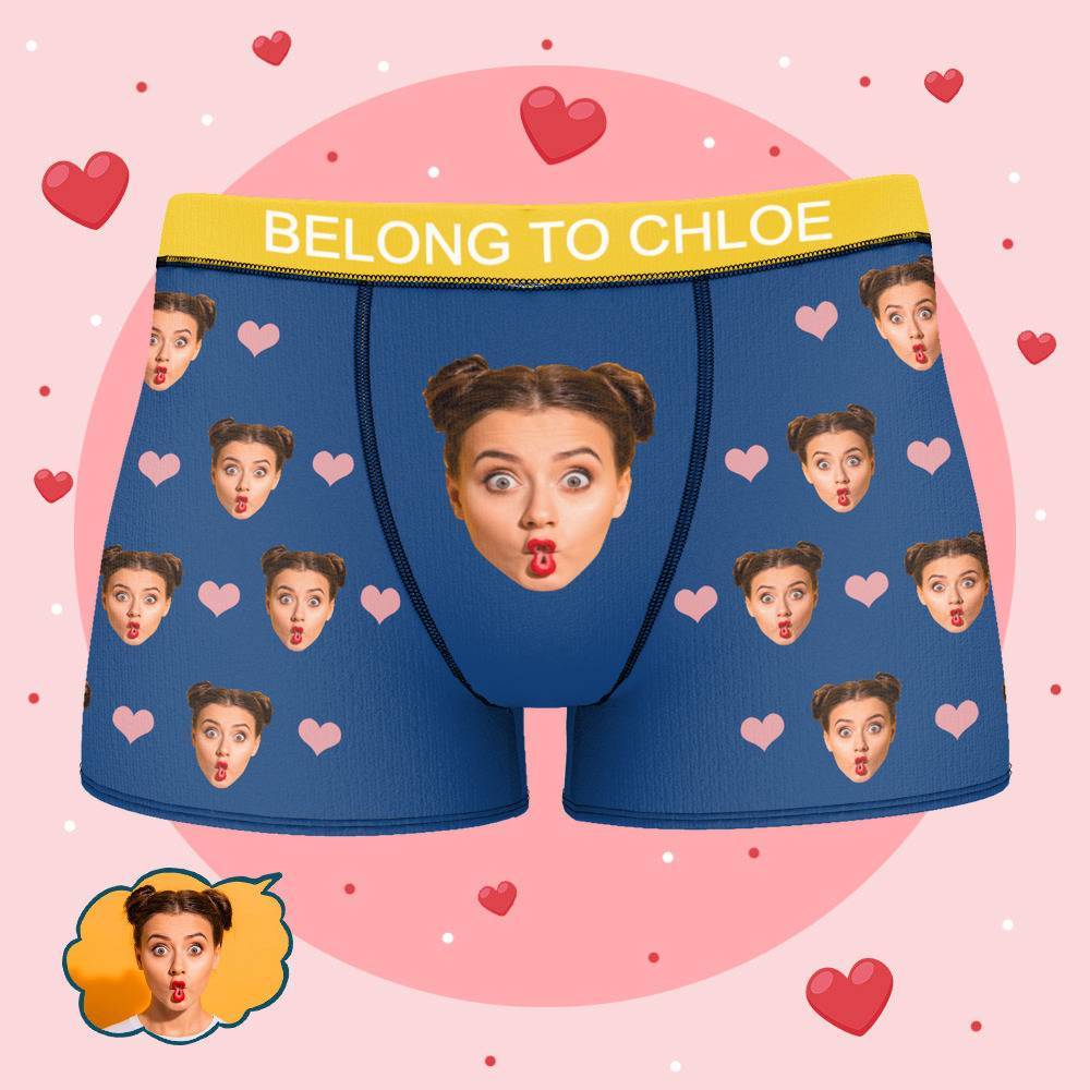 Personalized Property of Chloe Boxer Custom Name Face Boxer with Text Inscribed Waist Anniversary Gifts for Boyfriend. - MyFaceBoxer