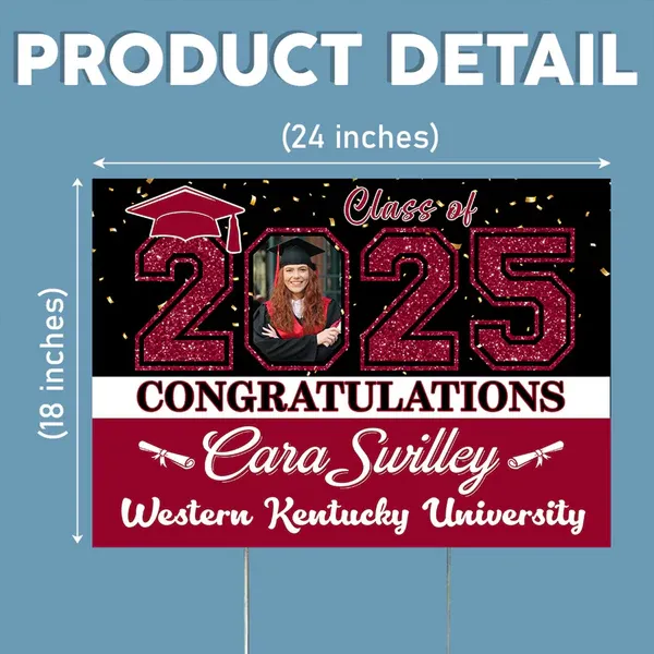 Custom Photo Congratulations Class Of 2025 Graduation Yard Sign - MyFaceBoxer