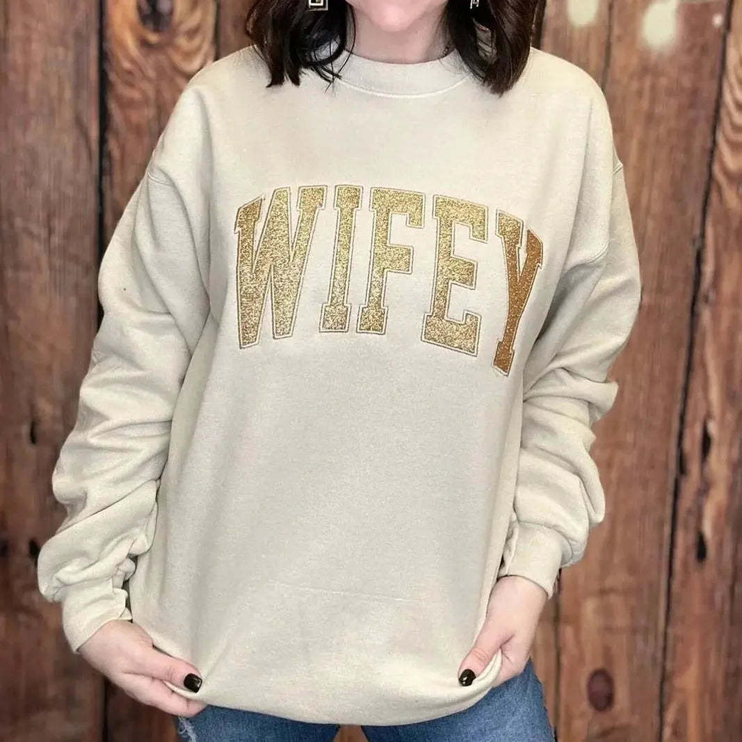 Custom Embroidered Glitter Vinyl MAMA Sweatshirt Hoodie Gift For Mom & Grandma - MyFaceBoxer